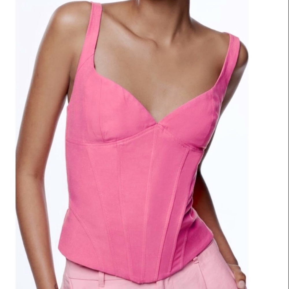 Zara Linen Blend Bustier Top